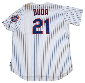 2015 Lucas Duda Game Used New York Mets Home Pinstripe Jersey Vs Washington Nationals on 10/4/15 (MLB Authenticated)